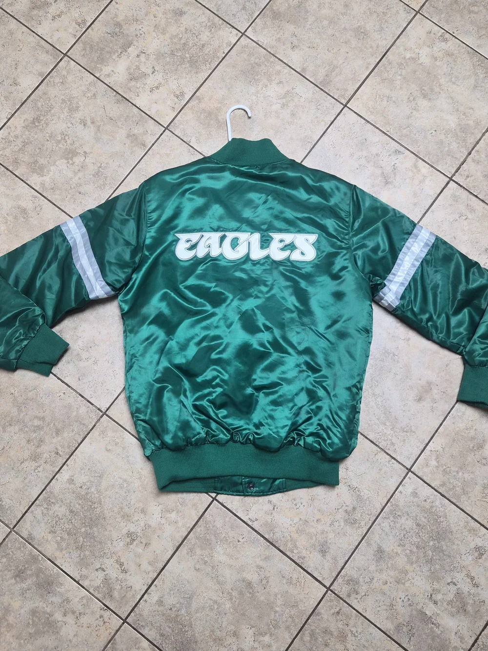 Mens Vintage Starter Eagles Jacket Varsity Jacket Bomber Green Retro Size Medium